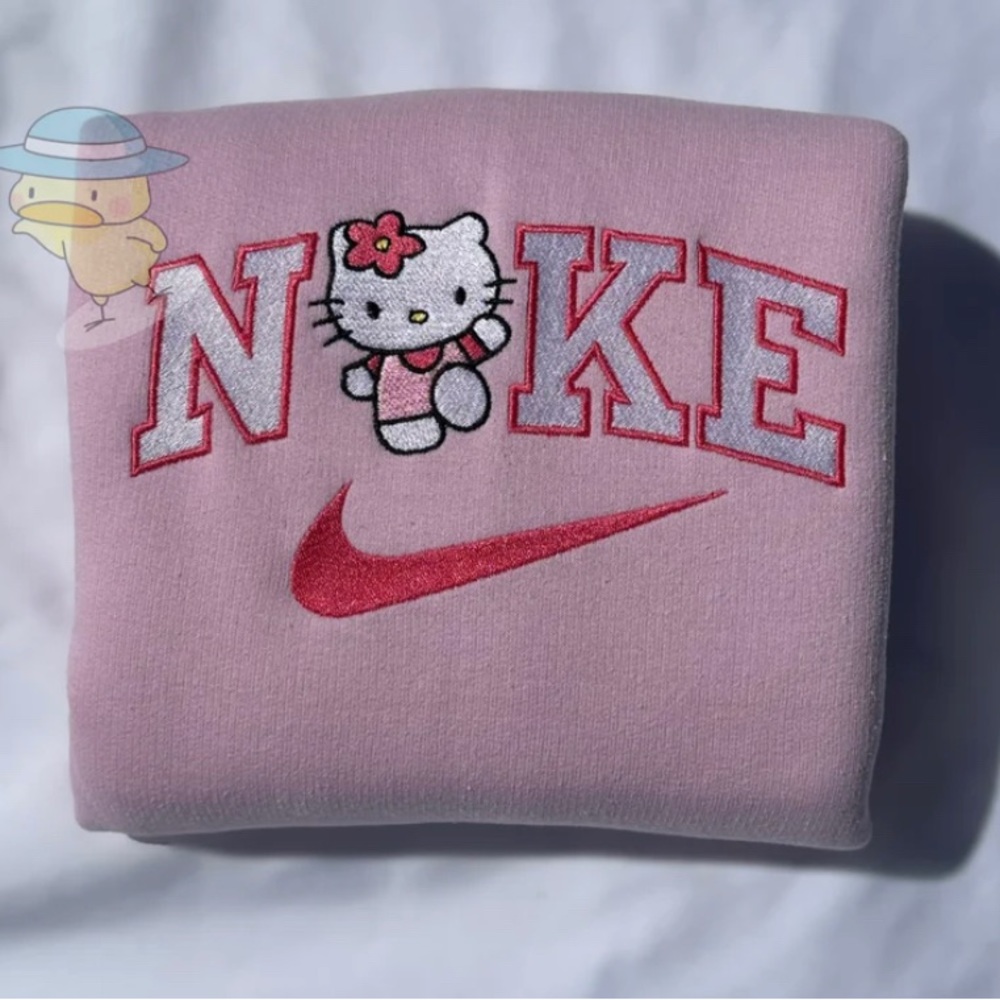 Kitty Waving Embroidery Crewneck Sweatshirt